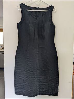 Talbots Sleeveless Black Textured Sheath Dress Size 8